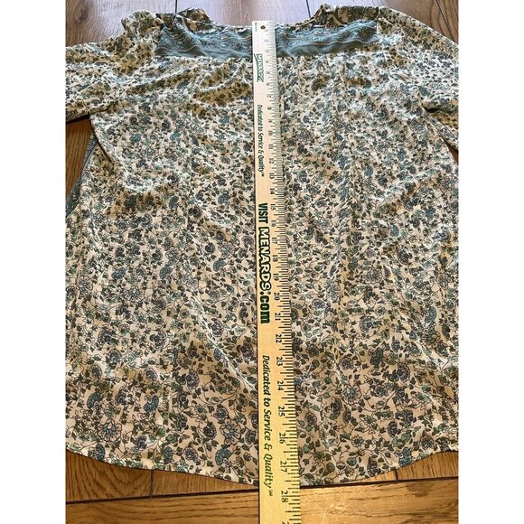 Soft Surroundings Top Women Size Medium Pullover‎ Tunic Henley Floral Roll Tab - Picture 13 of 13